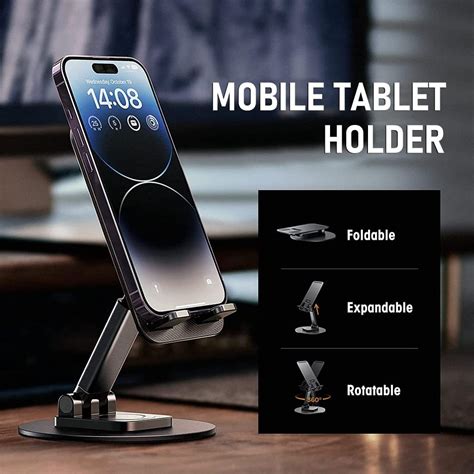 Aluminum Portable Desktop Phone Stand 360° Rotatable And Foldable Phone