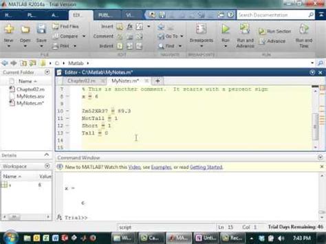 Creating Variables In Matlab Youtube