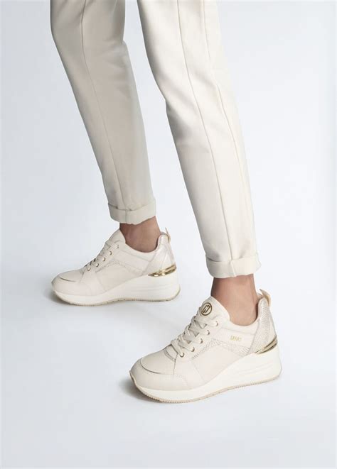 Women Liujo Trainers Monogram Sneakers With Wedge White Dearbestsuit