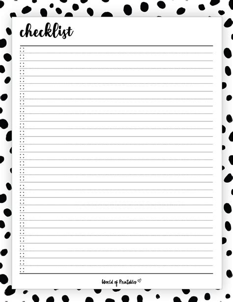 checklist template   styles world  printables