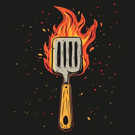 Premium Vector Cartoon Flaming Barbecue Spatula