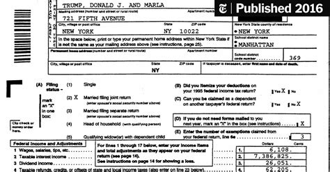 Pages From Donald Trumps 1995 Income Tax Records The New York Times