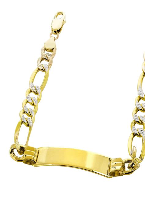 Hollow Id Pave Figaro Bracelet 10k Yellow Gold Frostnyc