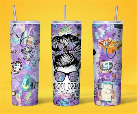 Medical Assistant 20oz Skinny Tumbler Sublimation Designs Wrap Tumbler