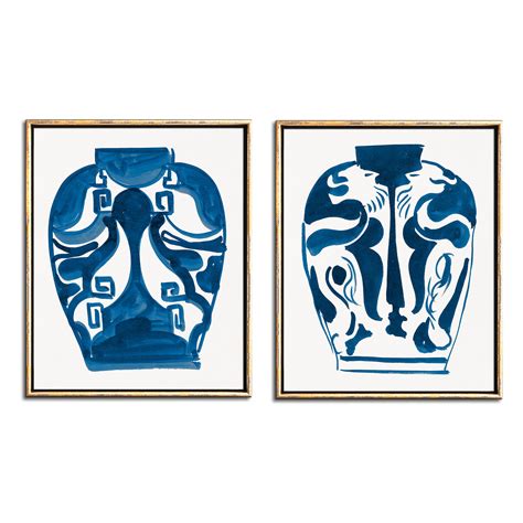 Blue and White Wall Art Set of Two Digital Prints Abstract - Etsy