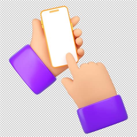 Premium Psd 3d Cartoon Human Hands Holding And Using Smartphone