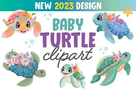 Sea Turtle Clipart Cute Baby Turtle Graphic By Everything For Print On