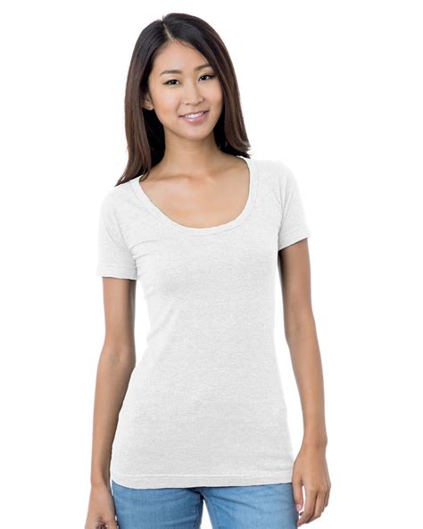 Bayside Womens 42 Oz Fine Jersey Wide Scoop Neck T Shirt