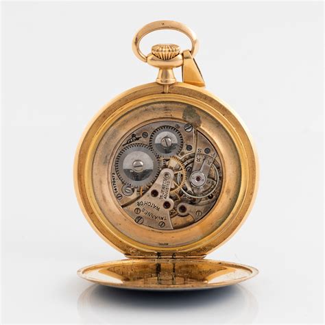 Tavannes Watch Co Trusty 18k Goldenamel Pocket Watch 47 Mm