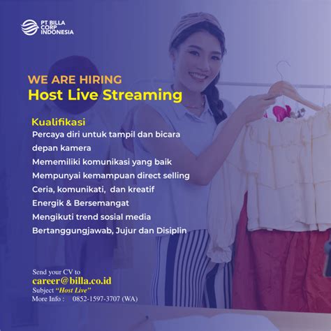 Lowongan Kerja Customer Service Deal Maker Host Live Di Pt Billa