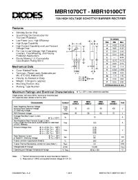 MBR10xxCT Diodes 10A SCHOTTKY BARRIER RECTIFIER Документация и описания