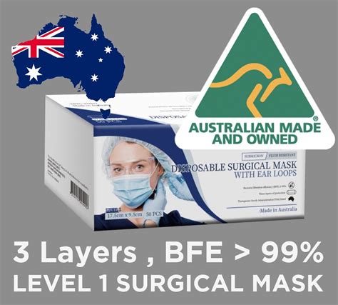 Australia Made Disposable Surgical Face Maskgeneral Purpose Bfe95