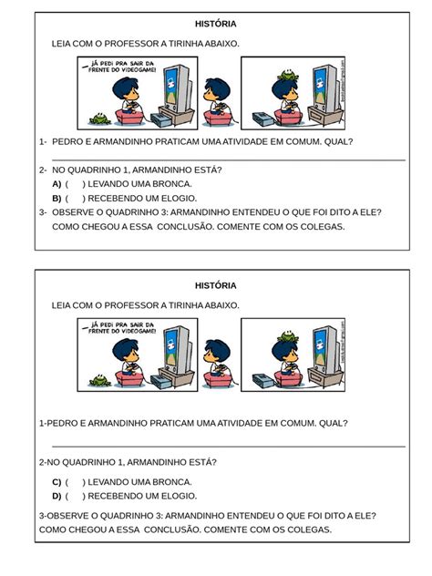 Tirinhas Do Armandinho Com Interpretação