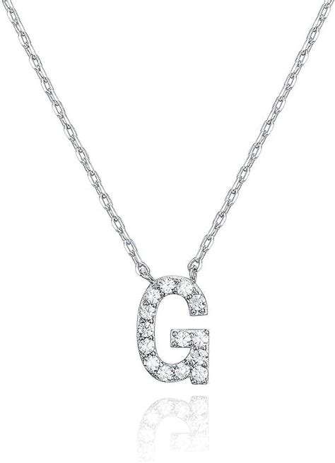 PAVOI 14K White Gold Plated Cubic Zirconia Initial Necklace Letter