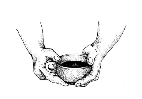 Hand Drawn Of Hand Holding A Cup Hot Coffee Drawing By Iam Nee Pixels