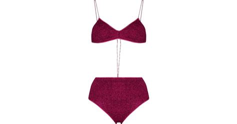 Oséree Lace Oséree Pink Lumière Bikini With High Waist Bottom in Purple