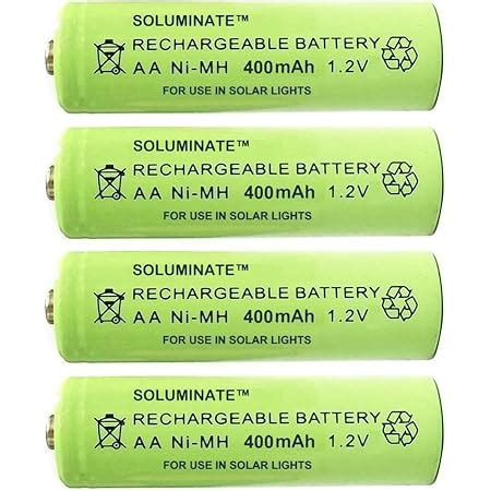 BuyaBattery 4 X Soluminate AA Solar Light Batteries 400mAh Size AA 1