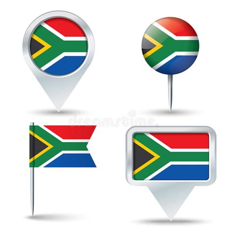 Pernos Del Mapa Con La Bandera De SURÁFRICA Ilustración del Vector