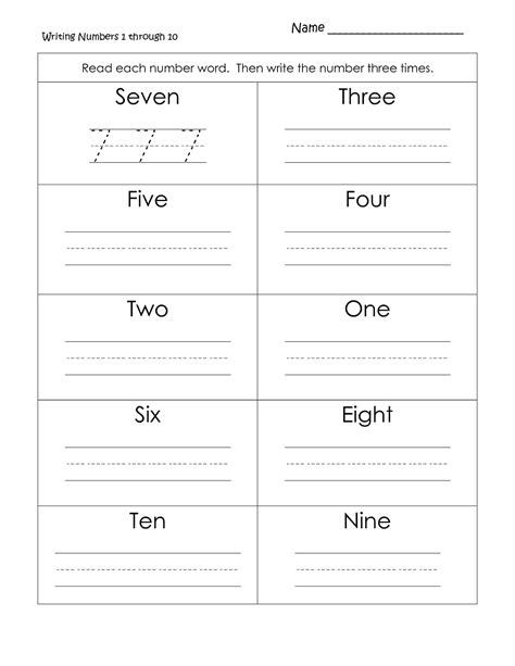 Printable Number Names Worksheets Activity Shelter