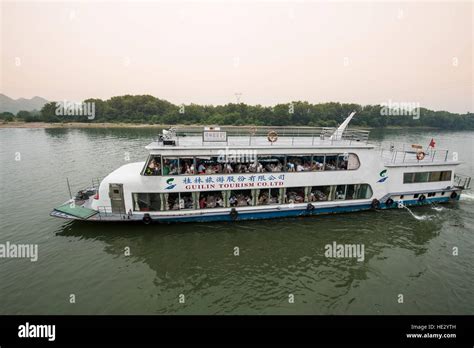 Karst landscape on Li River boat cruise yangshuo guilin guangxi, China ...