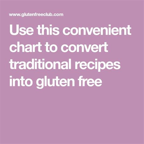 Use This Convenient Chart To Convert Traditional Recipes Into Gluten Free Gluten Free Flour