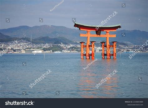 Floating Torii Gate Itsukushima Shrine Sacred Stock Photo