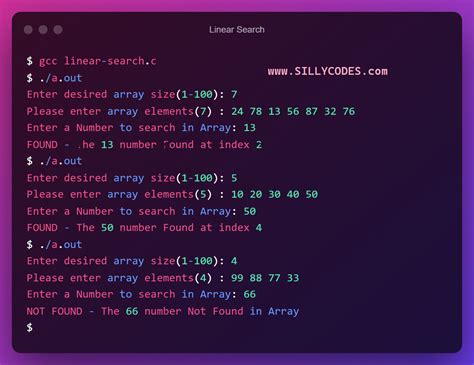 Linear Search In C Language With Example Program SillyCodes