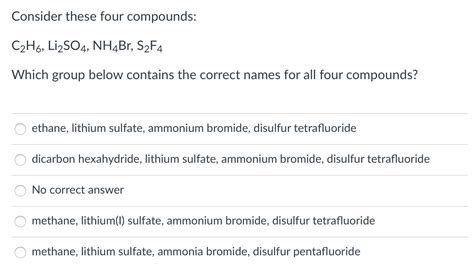 Solved Consider These Four Compounds C H Li So Nh Br Chegg