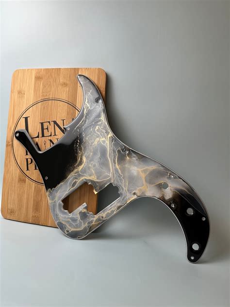 P Bass Pickguard Ride The Lightning In Dark Marble Black Custom Pickguard P Bass 4 String 13