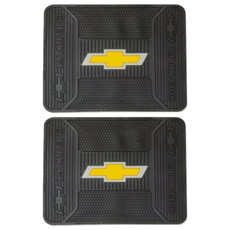 New 2 Piece Bowtie Elite Logo Rear Rubber Floor Mats Set For Chevy