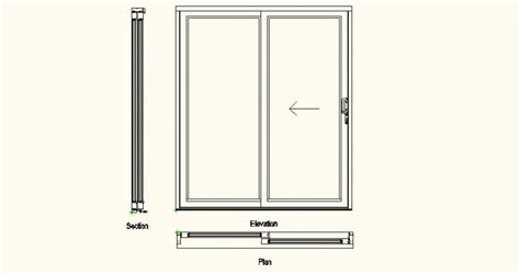 Sliding patio doors plan and elevation detail layout file | Door plan ...