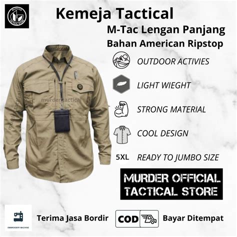 Jual Kemeja Tactical M Tac Lengan Panjang Bahan American Ripstop