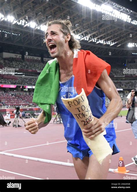 Italy S Gianmarco Tamberi Celebrates As He Shares The Men S High Jump