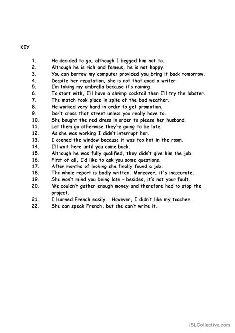 Linking Words General Gramma English Esl Worksheets Pdf Doc