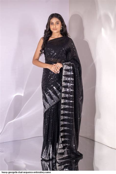 Heavy Georgette Dual Sequence Embroidery Saree