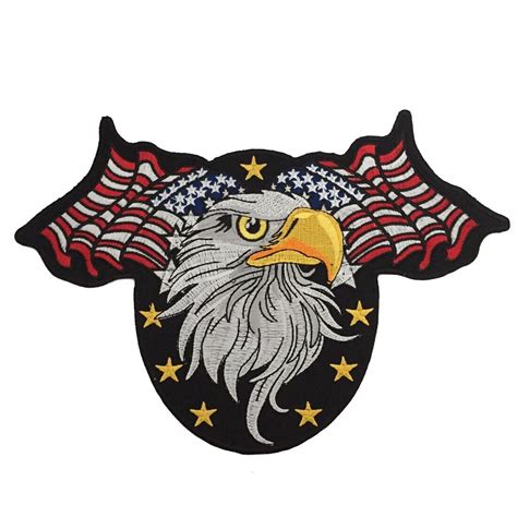 Eagle Usa Flag Chopper Biker Motorcycle Iron On Embroidered Large Back