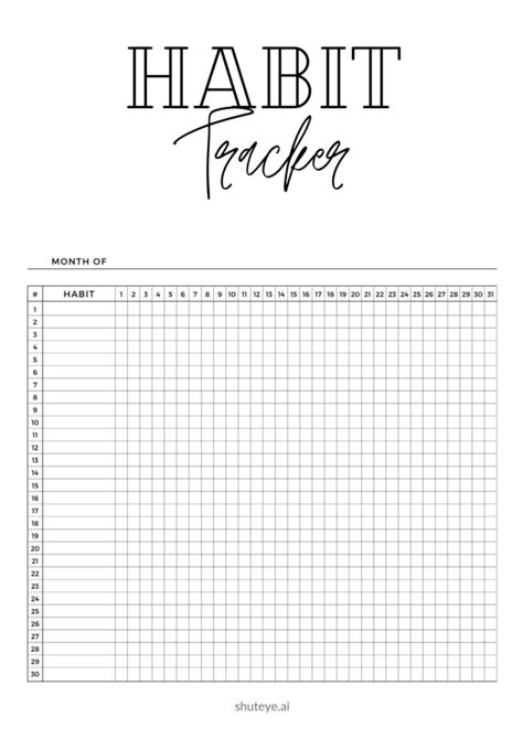 Habit Tracker Bullet Journal Printable Printable Word Searches Cloud