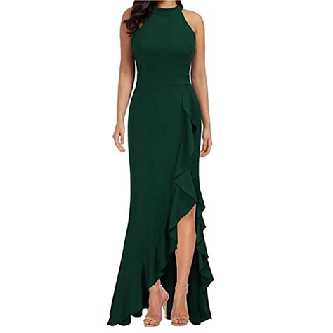 Paiwinds Womens High Neck Split Bodycon Mermaid Evening Cocktail Long Dress Women Evening