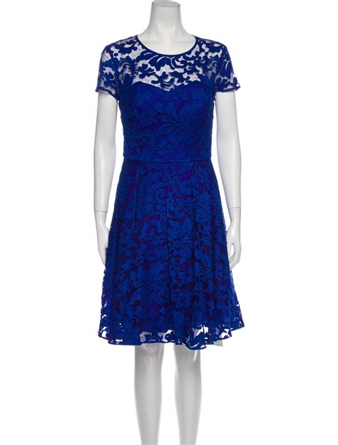 Ted Baker Lace Pattern Knee Length Dress Blue Dresses Clothing