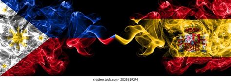 Philippines Filipino Vs Spain Spanish Smoke Stock Illustration