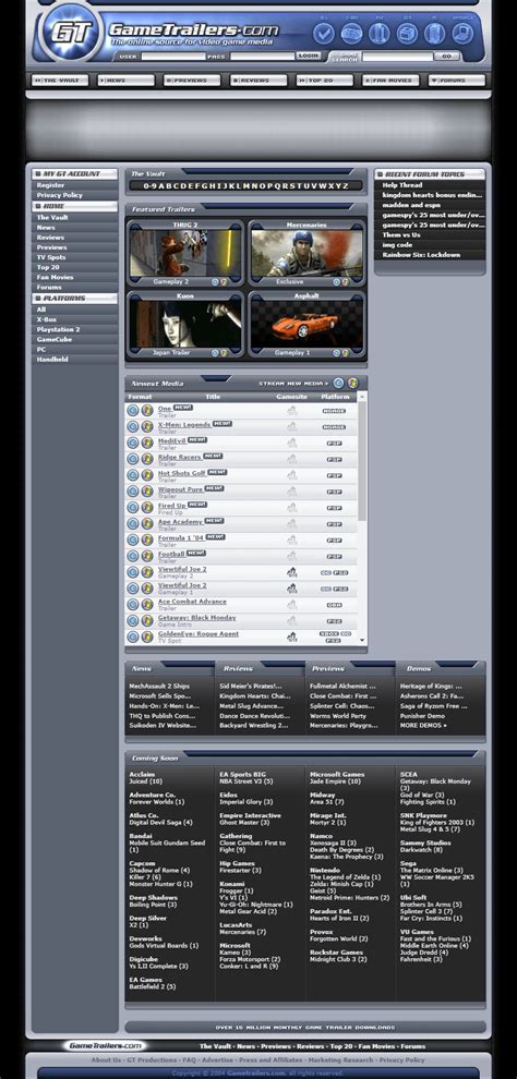 GameTrailers in 2004 - Web Design Museum