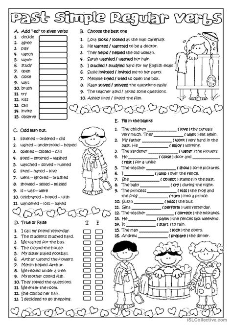 Simple Past Tense Exercises Regular Verbs Design Talk