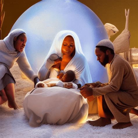 African American Nativity Scene 8k 3d Holographic Cloche · Creative Fabrica