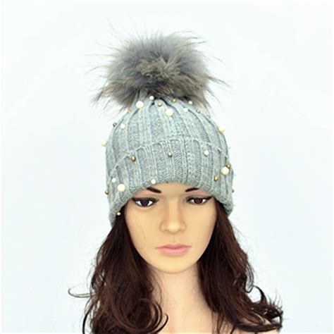 Furarity Winter Autumn Pom Pom Beanies Hat Women Knitted Wool Skullies