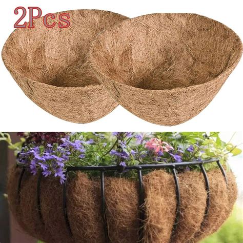 Cheersus 2pcs Hanging Basket Coco Liners Replacement Natural Round Coconut Coco Fiber Planter