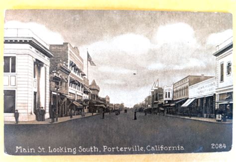 Porterville California Postcard Main Street Looking South Early Sepia