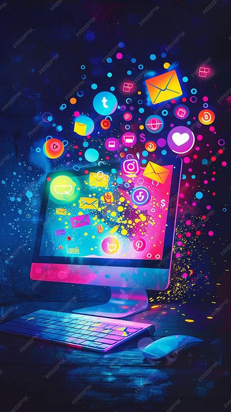 premium photo vibrant digital art scene computer screen display vector