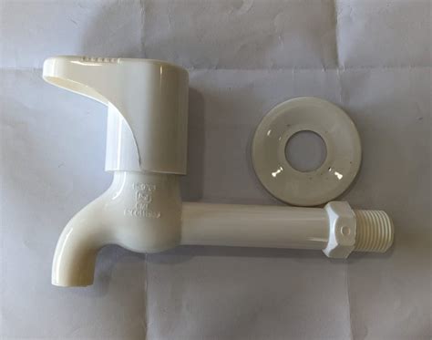 Glossy White PVC Long Body Water Tap For Bathroom Fitting Size 25 Mm