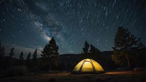 Premium Photo | Tent under starry night sky