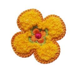 Patch Ecusson Thermocollant Fleur Avec Bouclettes Coloris Jaune X